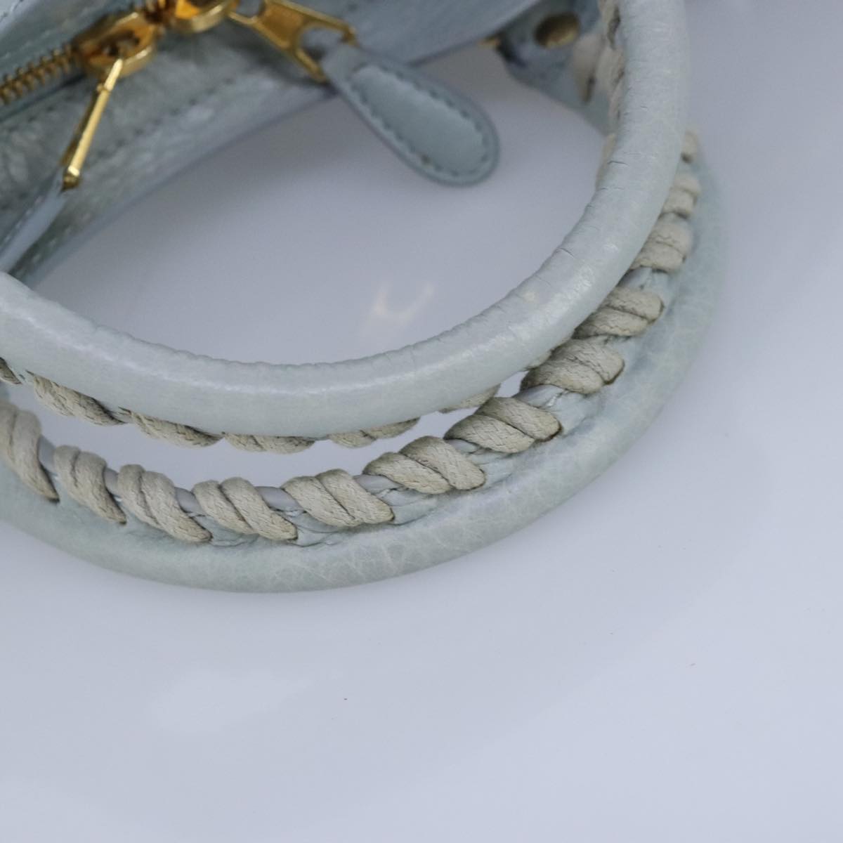 BALENCIAGA Giant Mini City Bag Leather 2way Light Blue Gold