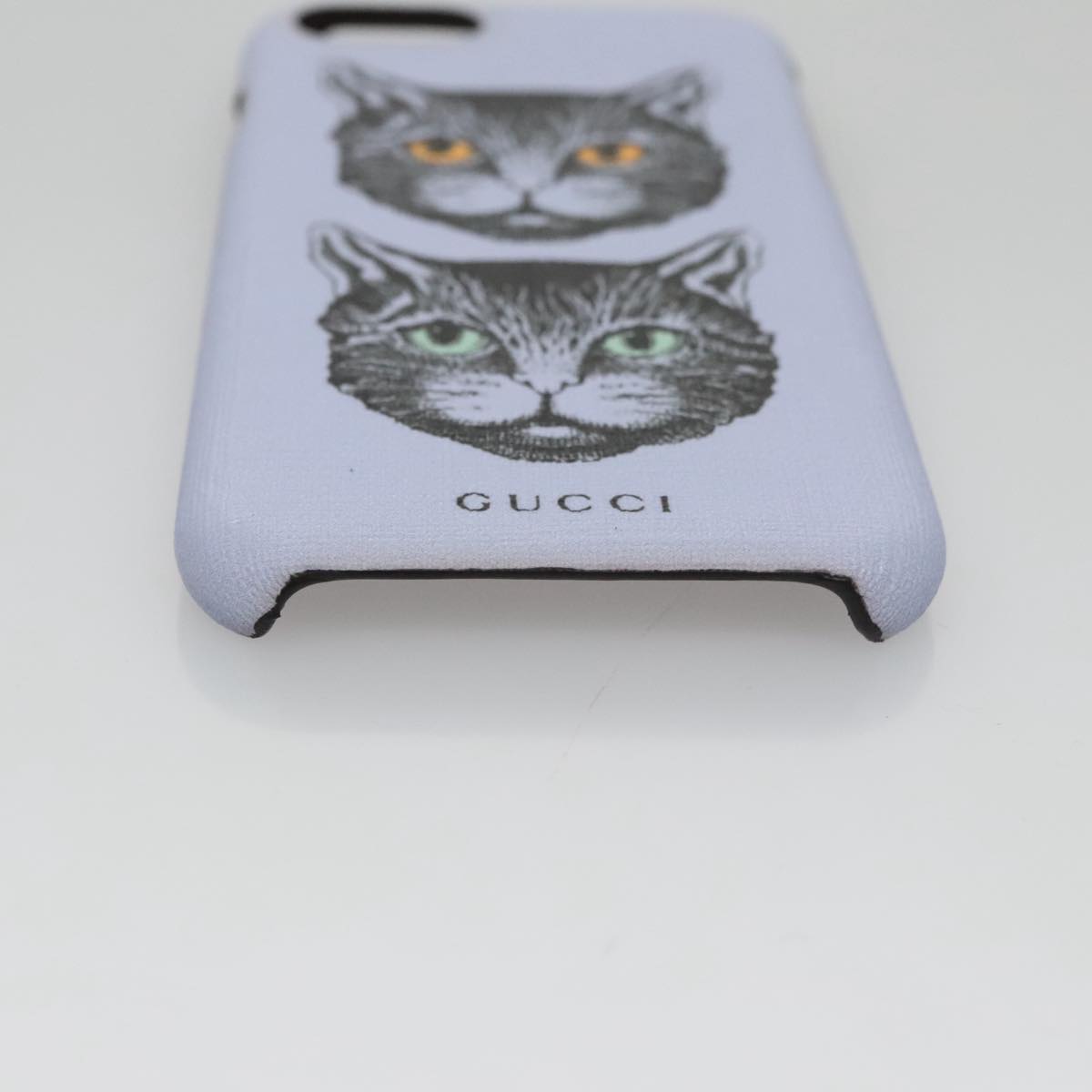 GUCCI Cat iphone8 iPhone Case PVC Leather Purple 548889 Auth