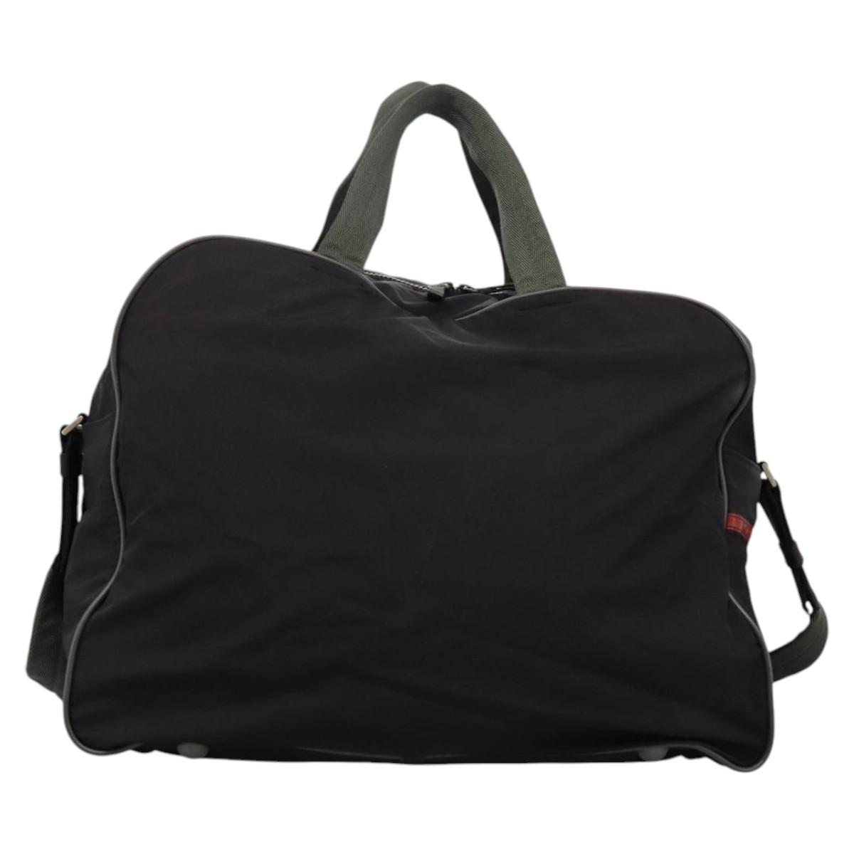 PRADA Sports Boston Bag Nylon 2way Black Silver Auth am7943
