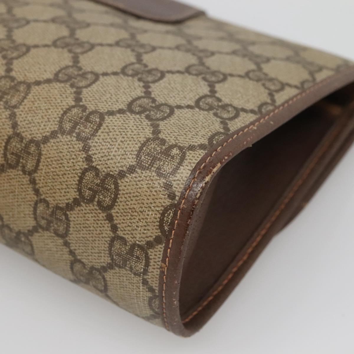 GUCCI GG Supreme Web Sherry Line Bag PVC Beige Gold 156 01