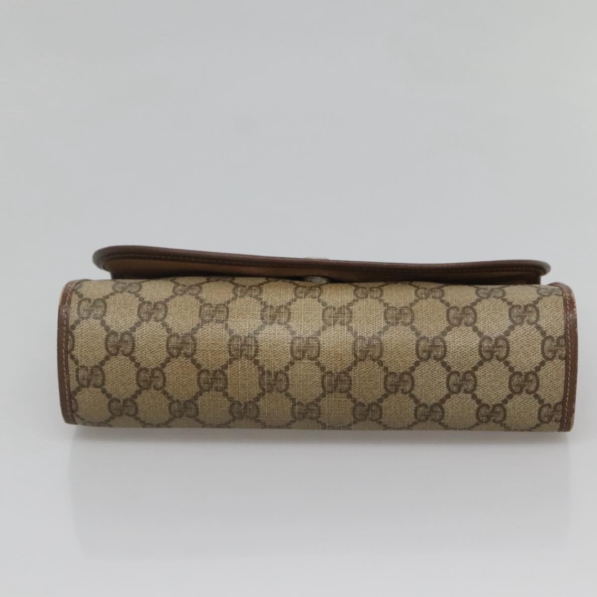 GUCCI GG Supreme Web Sherry Line Bag PVC Beige Gold 156 01