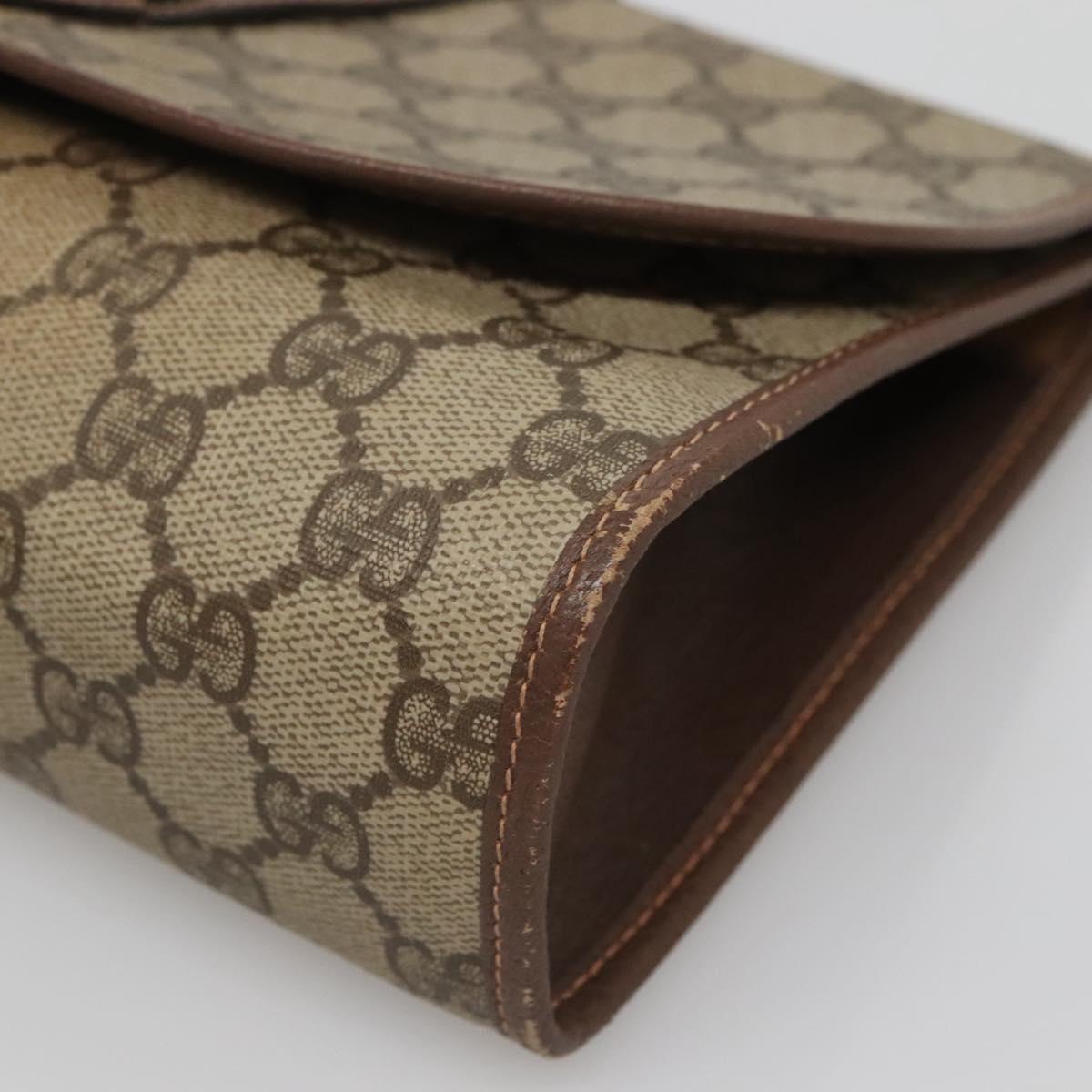 GUCCI GG Supreme Web Sherry Line Bag PVC Beige Gold 156 01