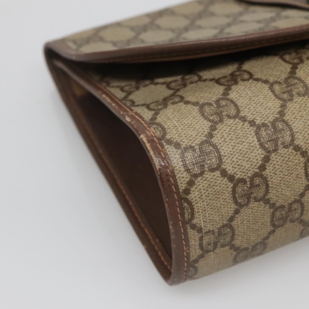 GUCCI GG Supreme Web Sherry Line Bag PVC Beige Gold 156 01