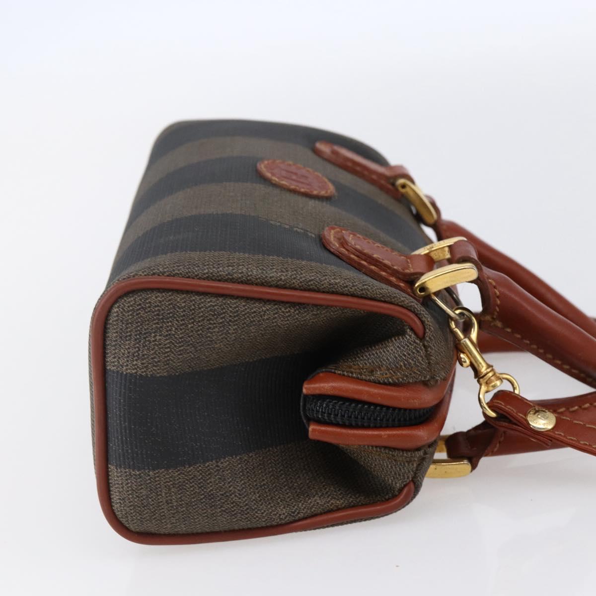 FENDI Pecan Canvas Hand Bag PVC 2way Black Brown Pequin FENDI Pecan Canvas Hand Bag 2way Brown Black Auth  main image 3