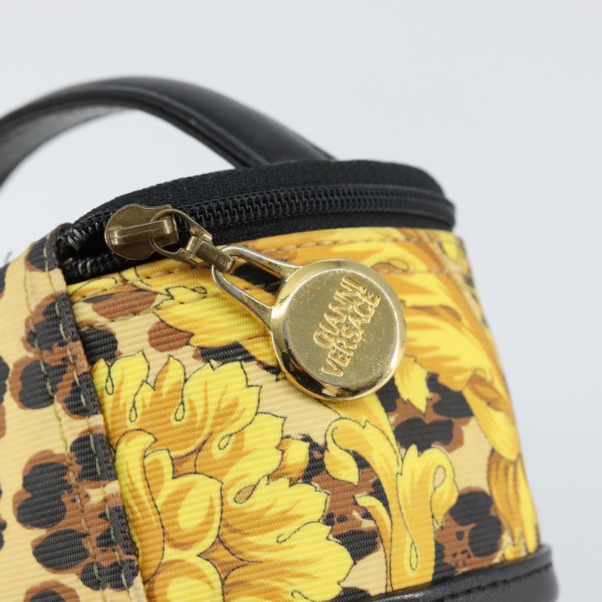 Gianni Versace Vanity Cosmetic Pouch Leather Yellow Gold Auth
