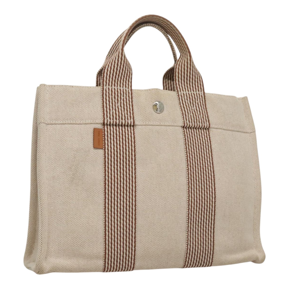 HERMES New Fourre Tout PM Hand Bag Canvas Beige Auth ar13141