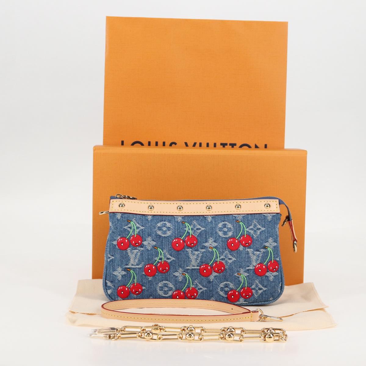 LOUIS VUITTON Monogram Denim Cherry Pochette Brand Blue