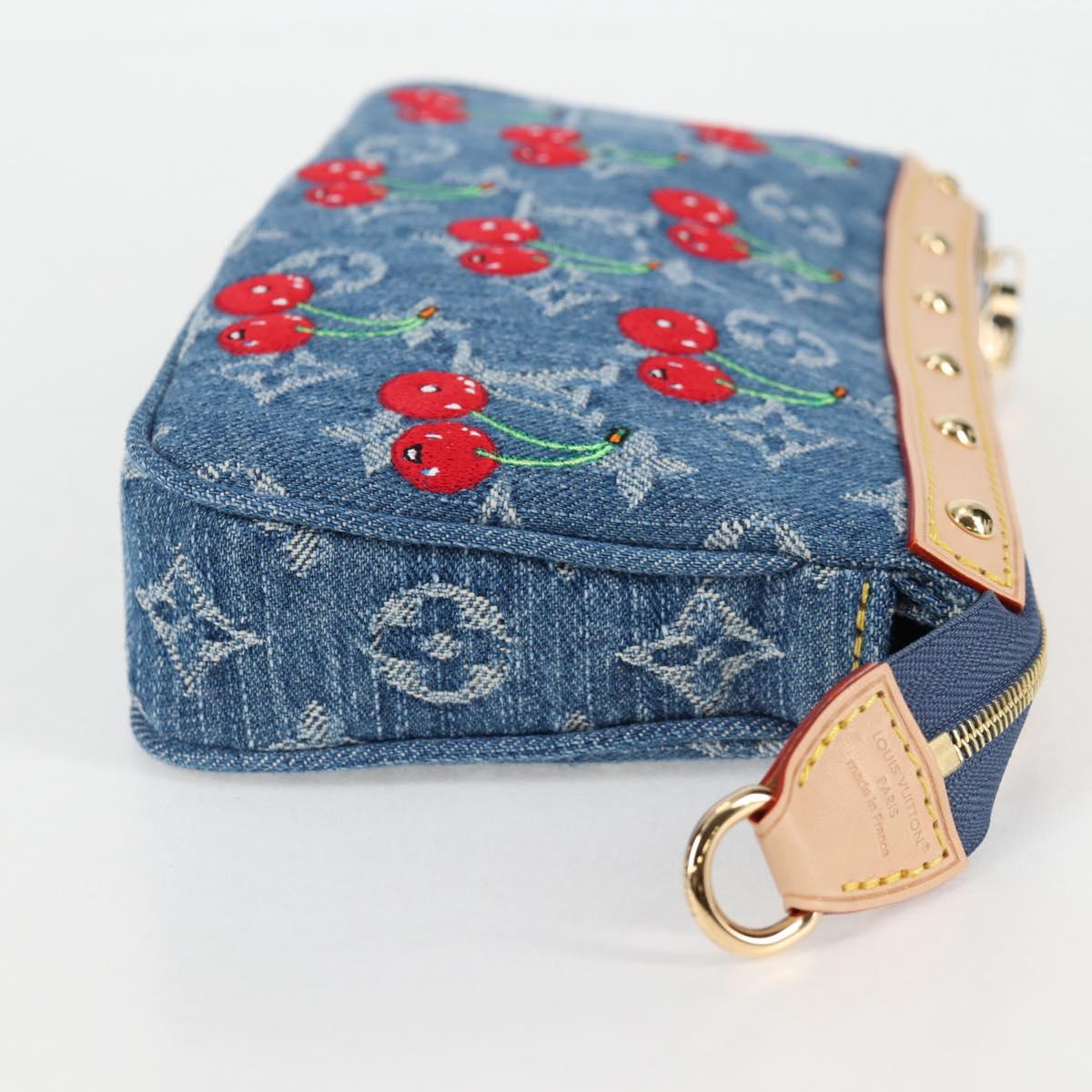 LOUIS VUITTON Monogram Denim Cherry Pochette Brand Blue M13994 LV