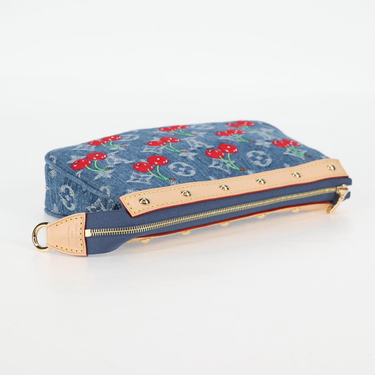 LOUIS VUITTON Monogram Denim Cherry Pochette Brand Blue