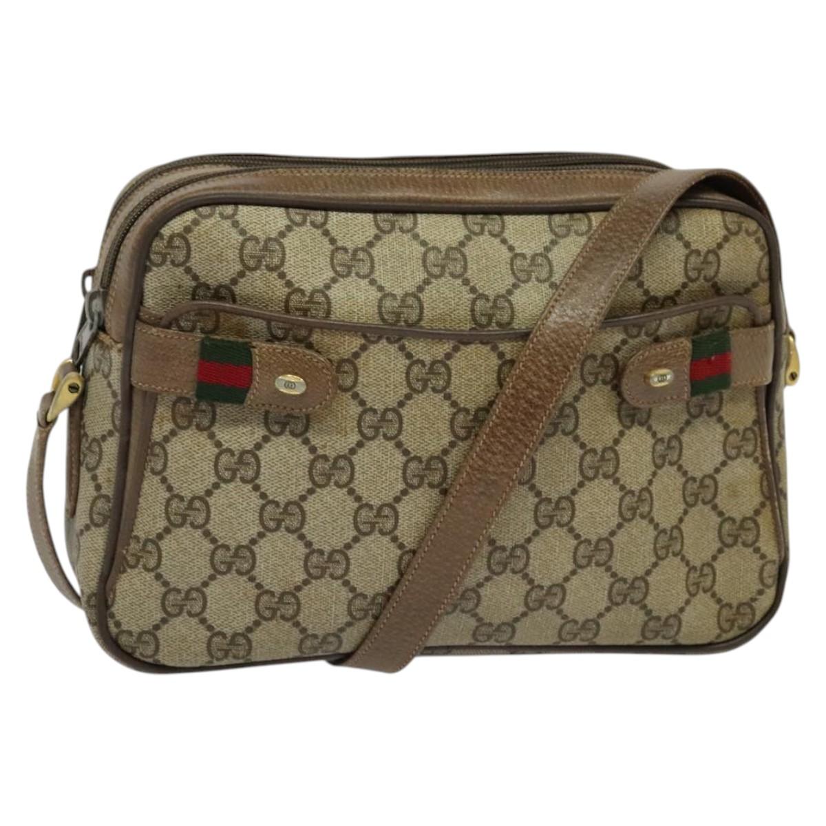 GUCCI GG Supreme Web Sherry Line Bag PVC Beige Gold 904 02 049