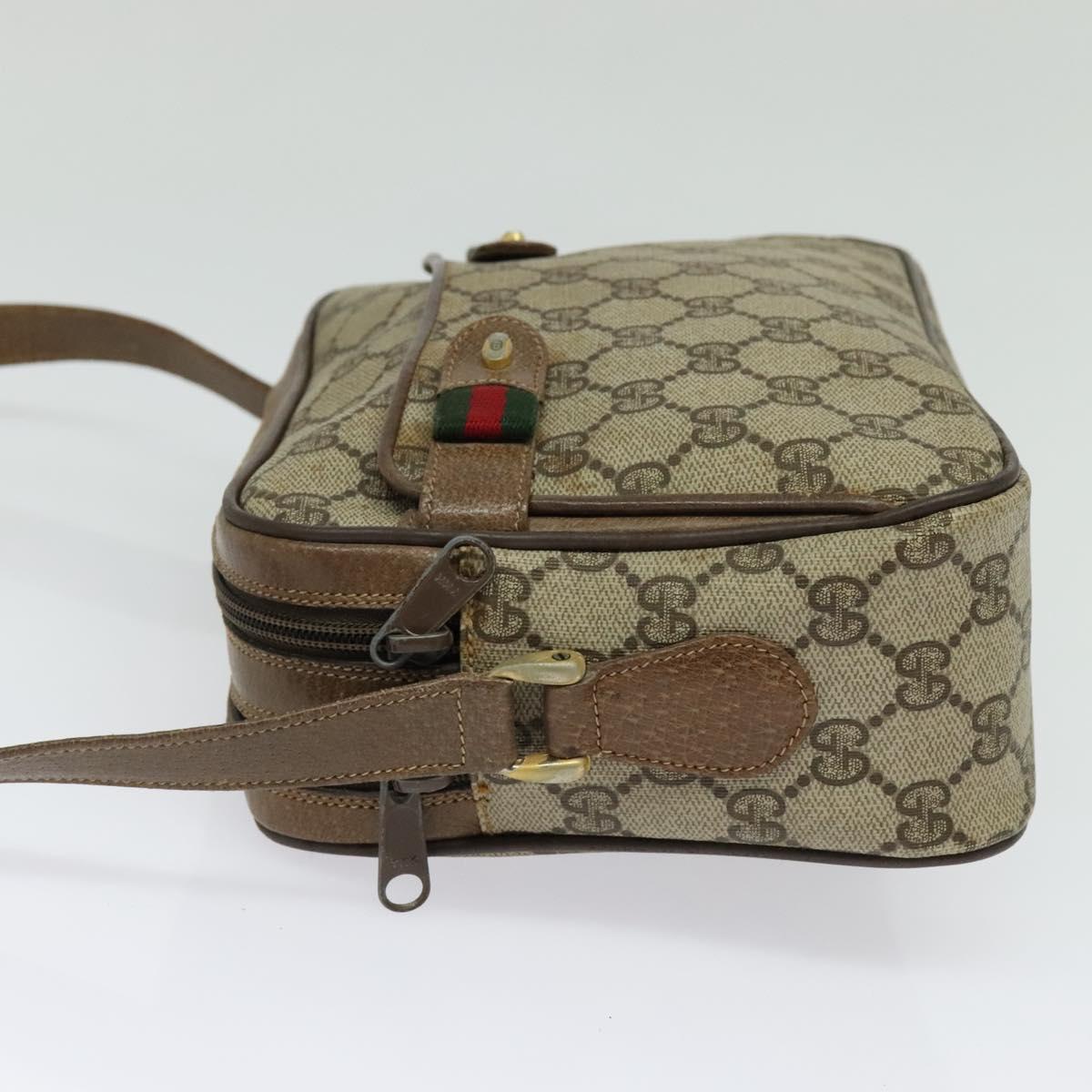 GUCCI GG Supreme Web Sherry Line Bag PVC Beige Gold 904 02 049