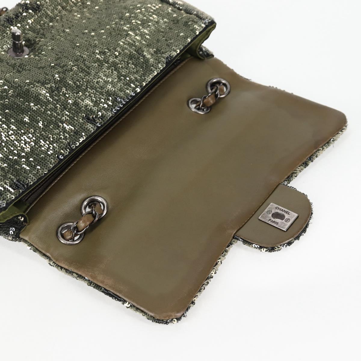 CHANEL 2017 Cruise Coco Cuba Chain Shoulder Bag Sequin Green CC