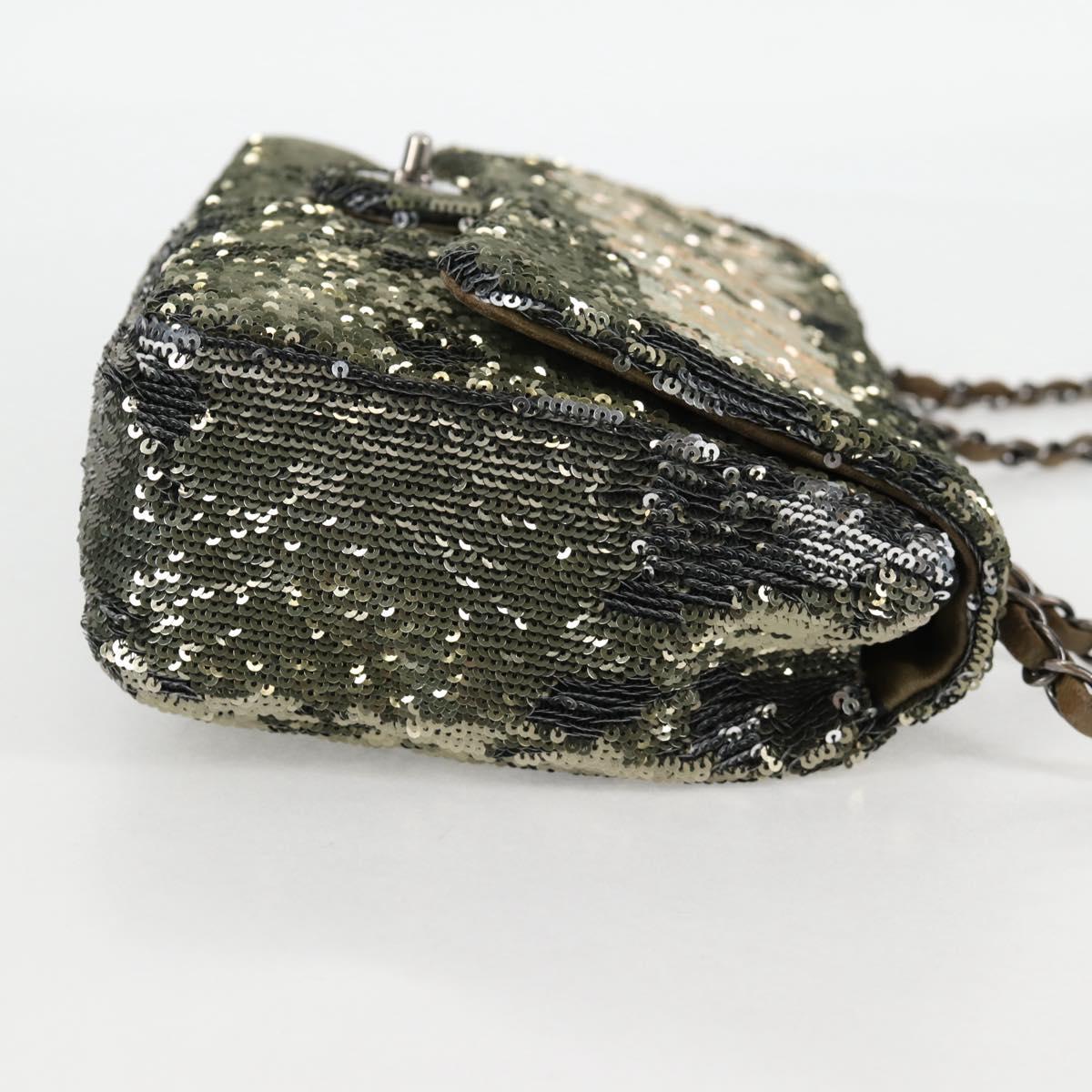 CHANEL 2017 Cruise Coco Cuba Chain Shoulder Bag Sequin Green CC