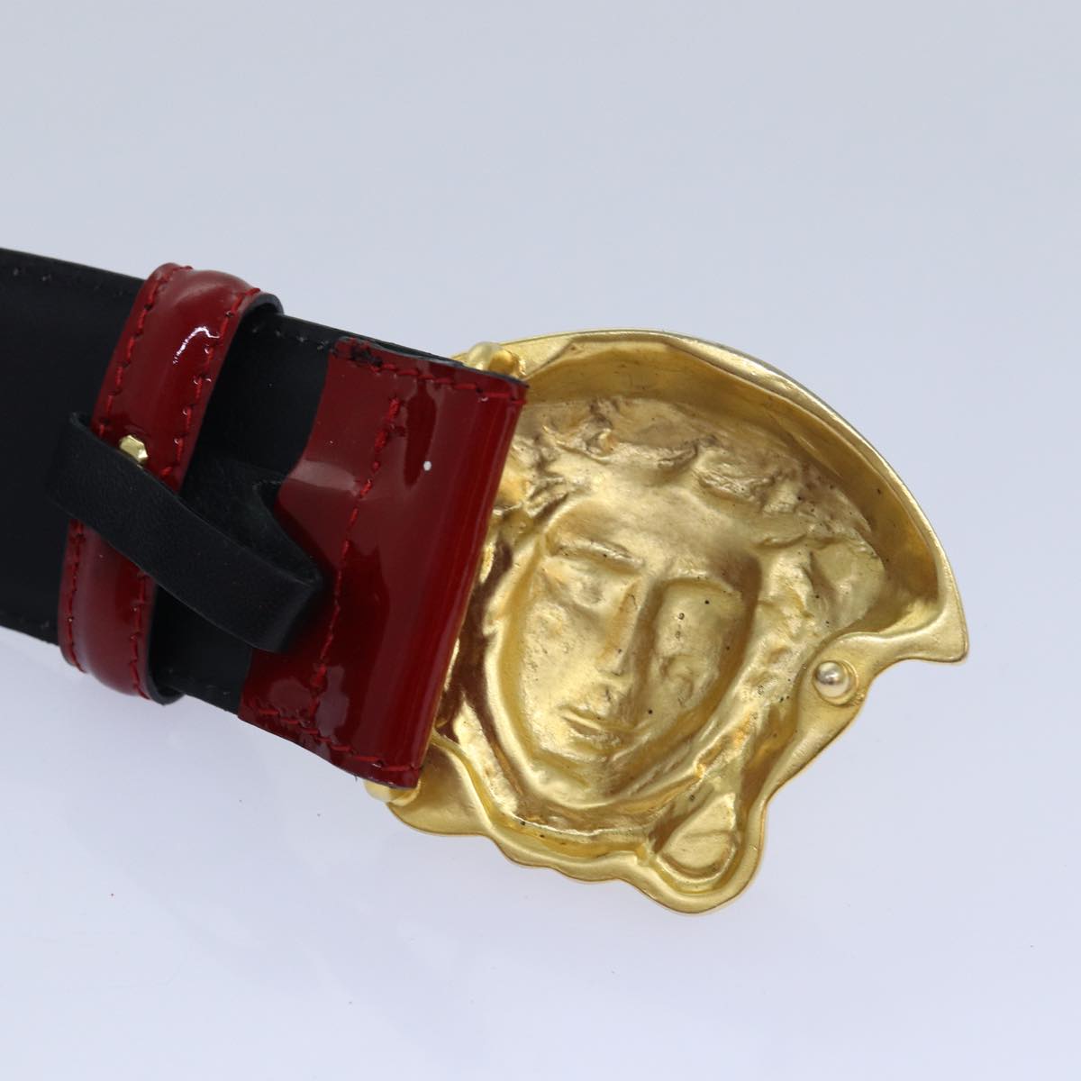 【送料&関税込】Versace Medusa Logo-plaque Belt Versace MEN'S La Medusa BLUE / GOLD Web Belt Size 95cm OR 37