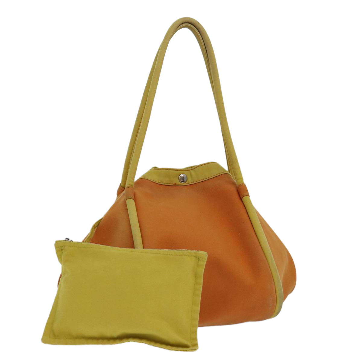 HERMES Sac Baga Shoulder Bag Canvas Orange Yellow Silver Auth bs16794