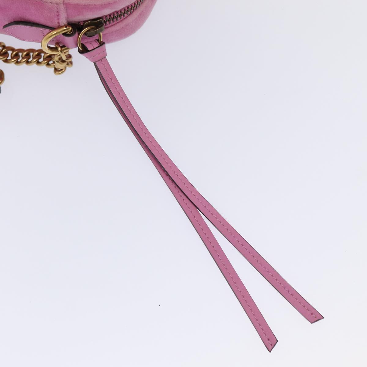 GUCCI GG Marmont Shoulder Bag Velor Pink Gold 448065 Auth