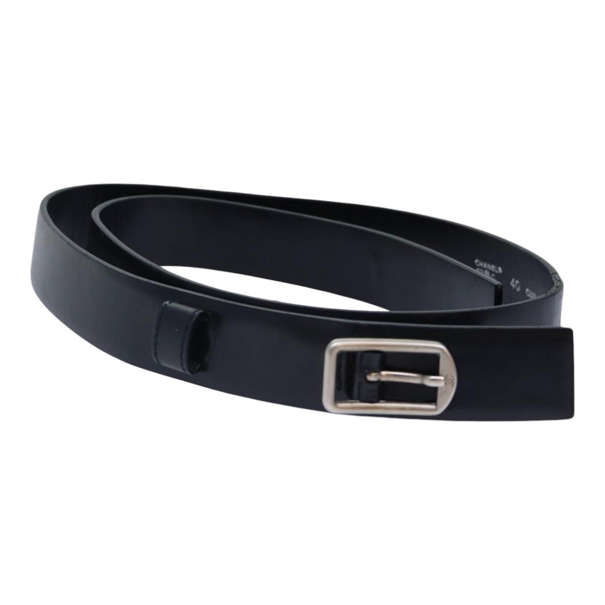 CHANEL Belt Leather 40 Black CC Auth bs17331 | eBay display picture 3