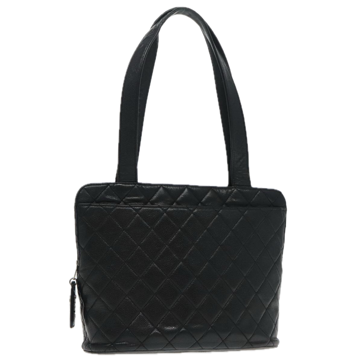 CHANEL Matelasse Tote Bag Caviar Skin Black CC Auth bs18884