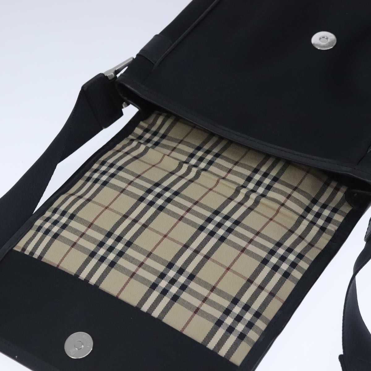 BURBERRY Nova Check Shoulder Bag Nylon Black Auth bs19446 | eBay