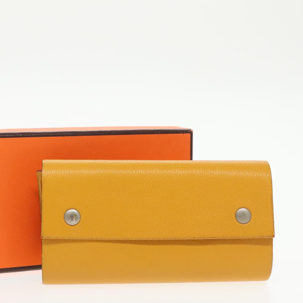 HERMES Kaierure roll Note Cover Leather Yellow Auth bs19753 | eBay