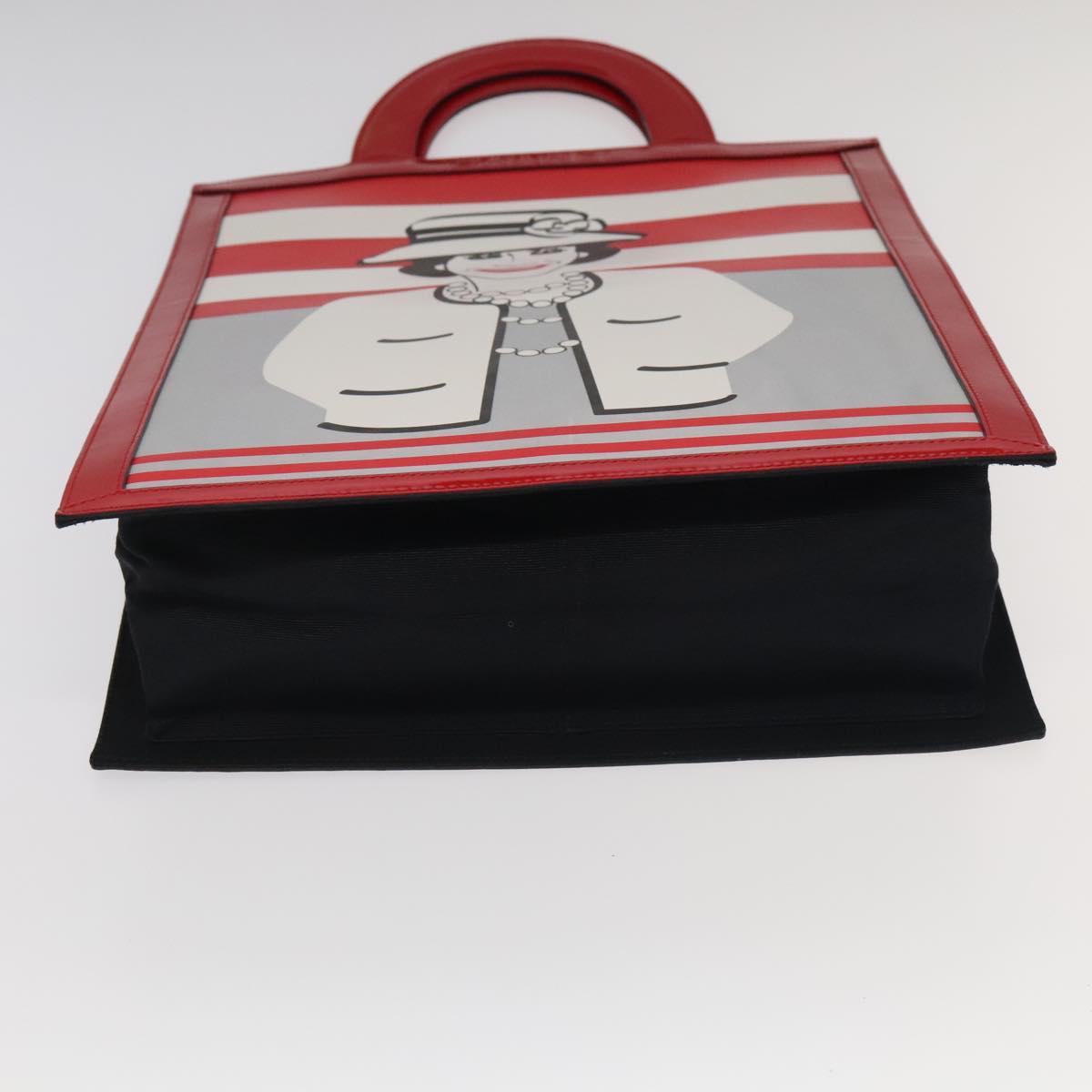 CHANEL Mademoiselle Choco Bar line Tote Bag Leather Red CC Auth