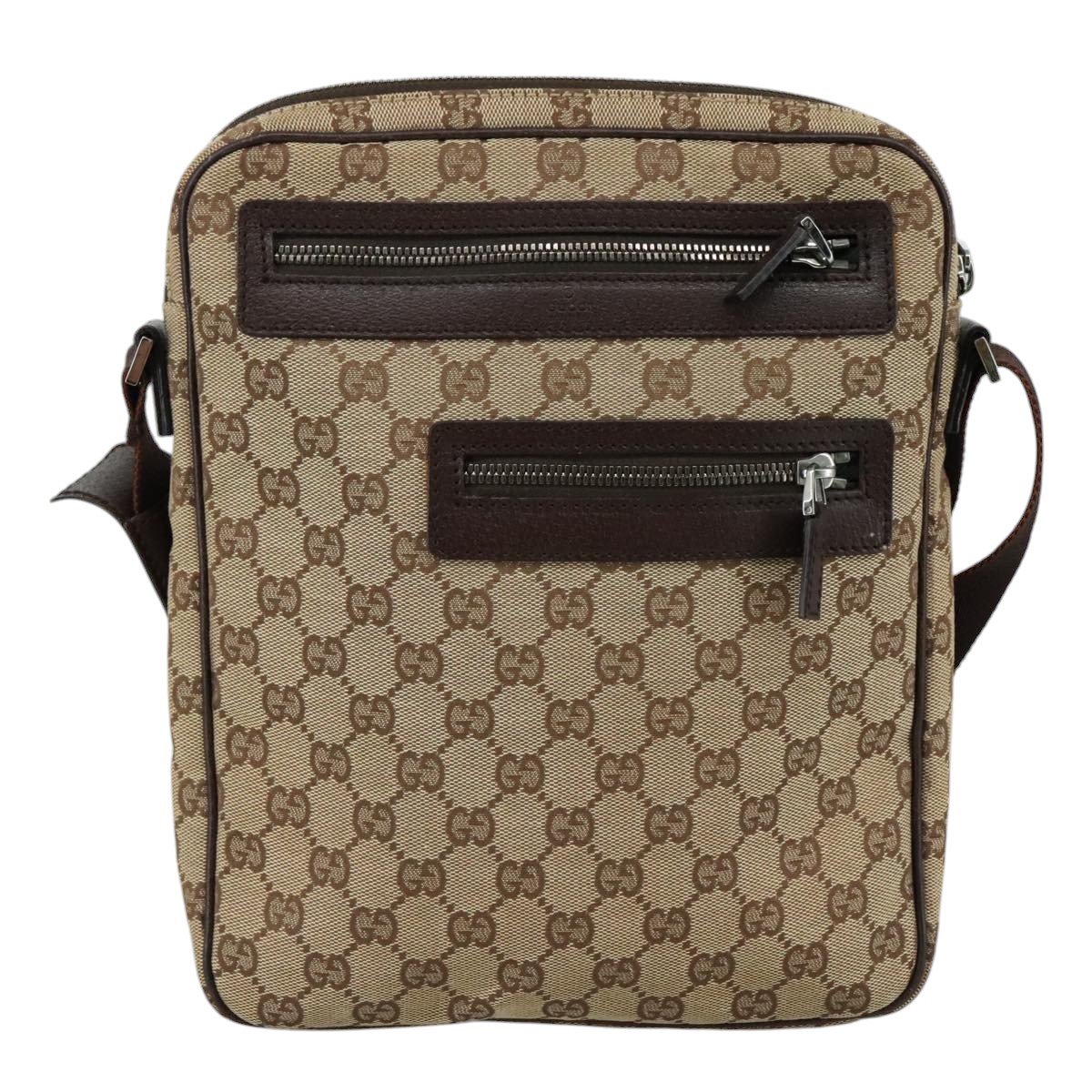 GUCCI GG Canvas Shoulder Bag Beige Gold 92551 Auth bs20822