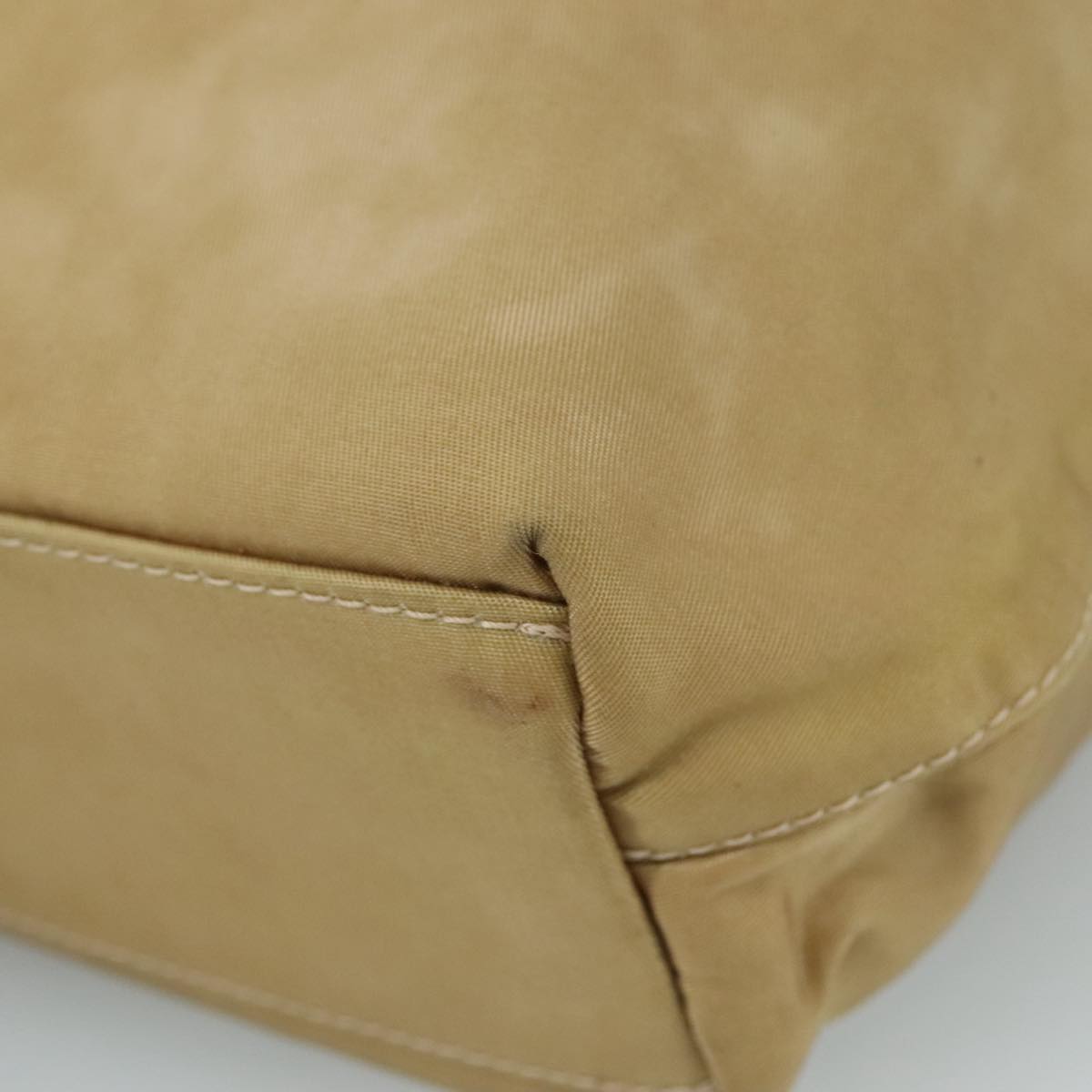 Christian Dior Maris Pearl Hand Bag Nylon Beige Silver Auth