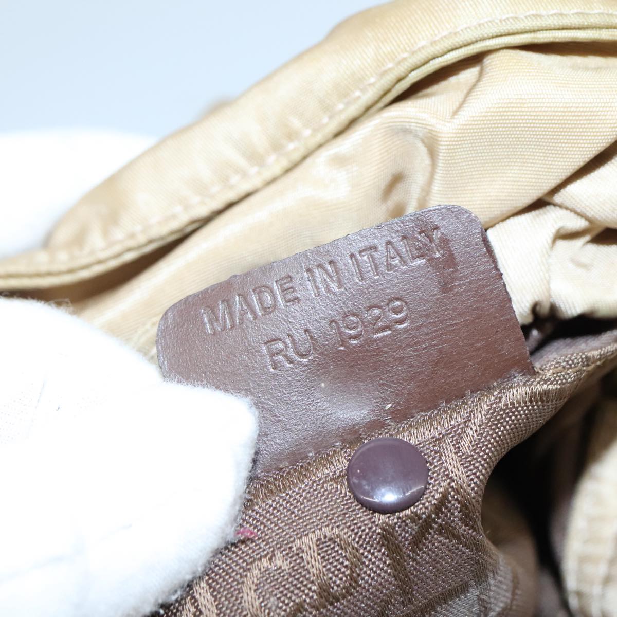 Christian Dior Maris Pearl Hand Bag Nylon Beige Silver Auth