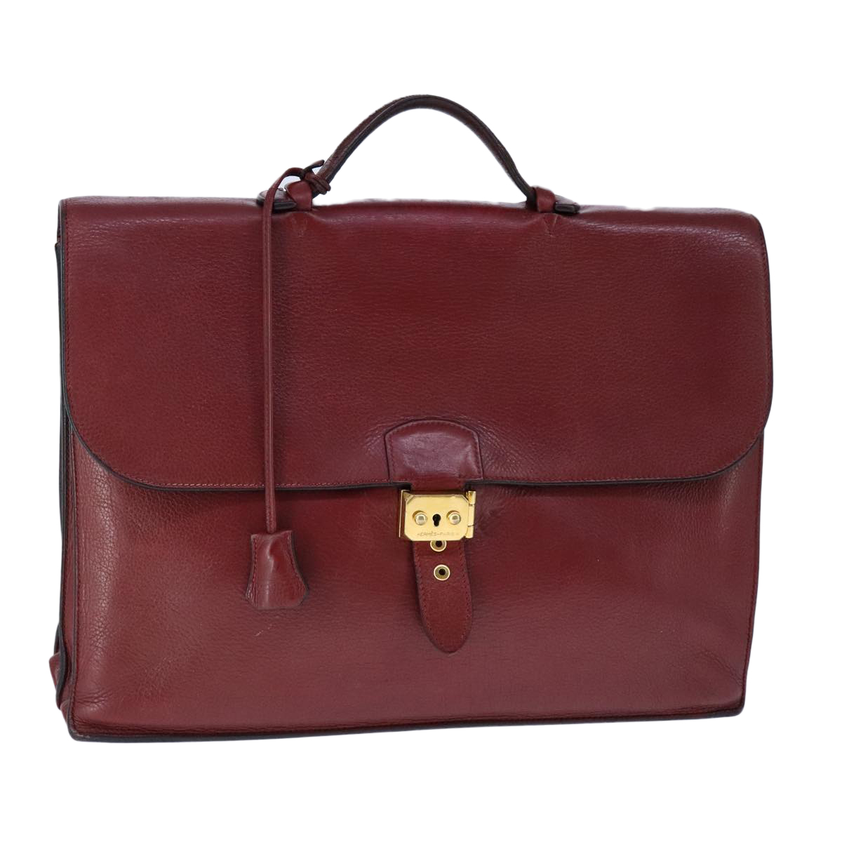 HERMES Sac Adepeche 38 Business Bag Leather Red Auth bs21227