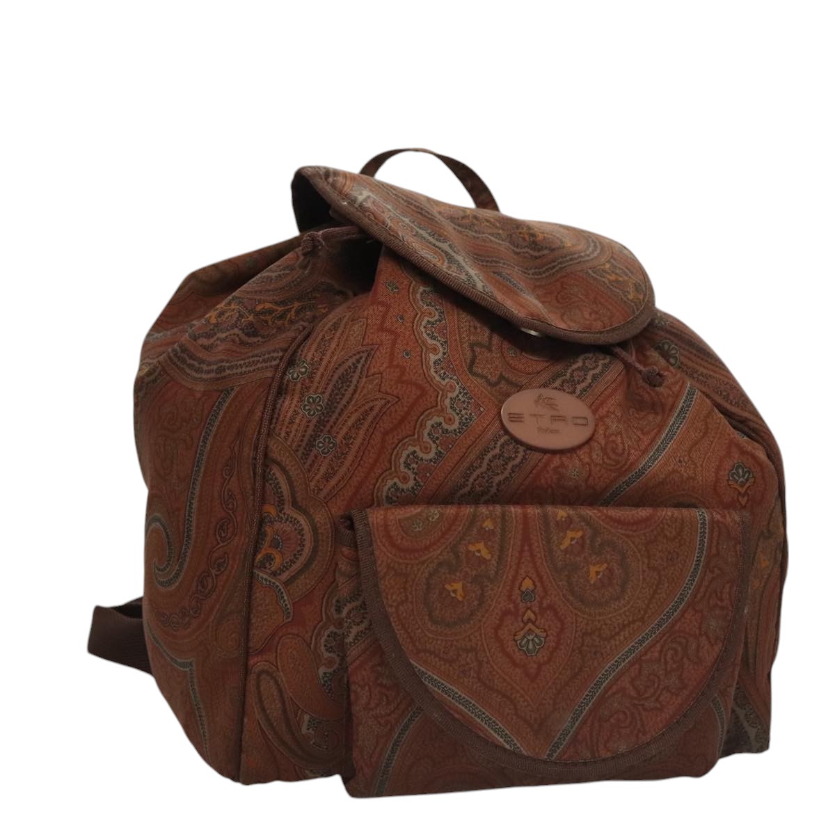 ETRO Paisley Backpack Nylon Brown Gold Auth bs21317 | eBay display picture 2