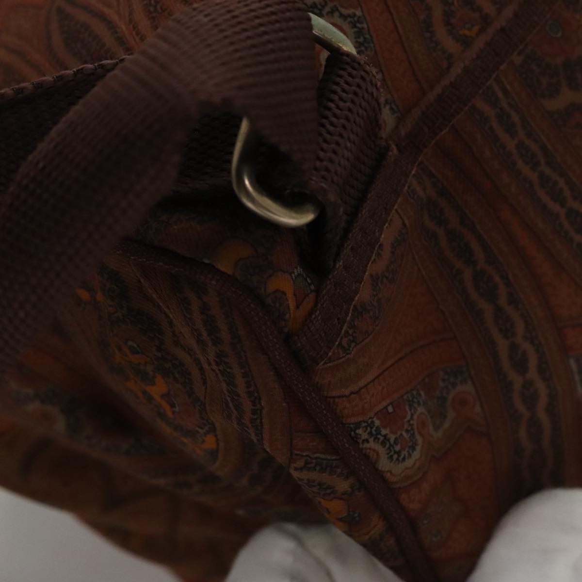 ETRO Paisley Backpack Nylon Brown Gold Auth bs21317 | eBay display picture 2