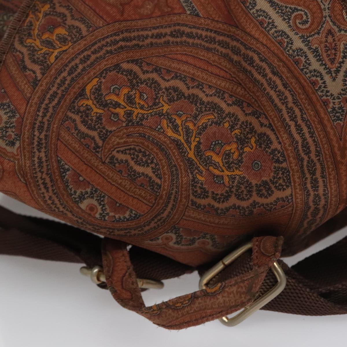 ETRO Paisley Backpack Nylon Brown Gold Auth bs21317 | eBay display picture 2