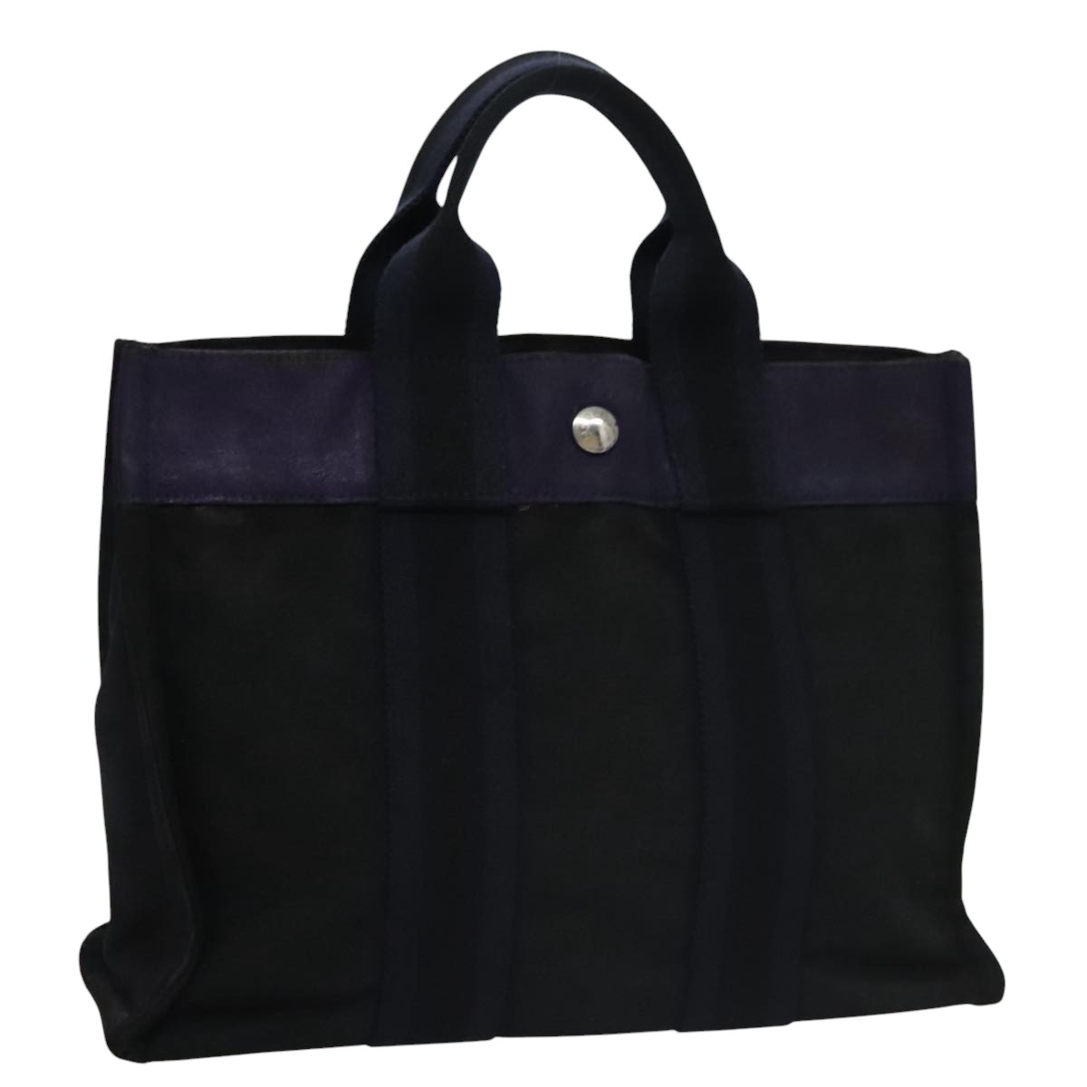 HERMES Fourre Tout PM Tote Bag Canvas Black Navy Auth bs21354