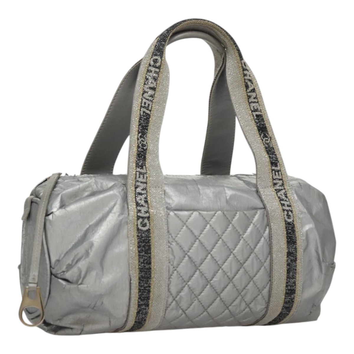 バッグ CHANEL BAG CHANEL Sports Hand Bag Coated Canvas Silver CC Auth bs21669 | eBay