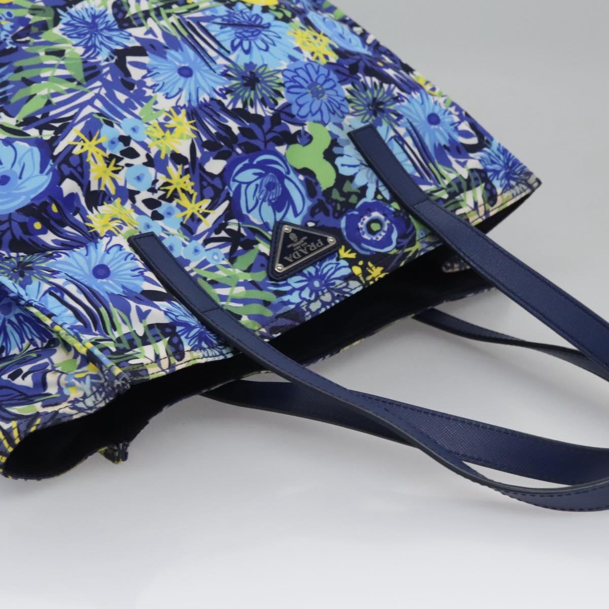 PRADA Flower Tote Bag Nylon Blue Auth bs22344 | eBay