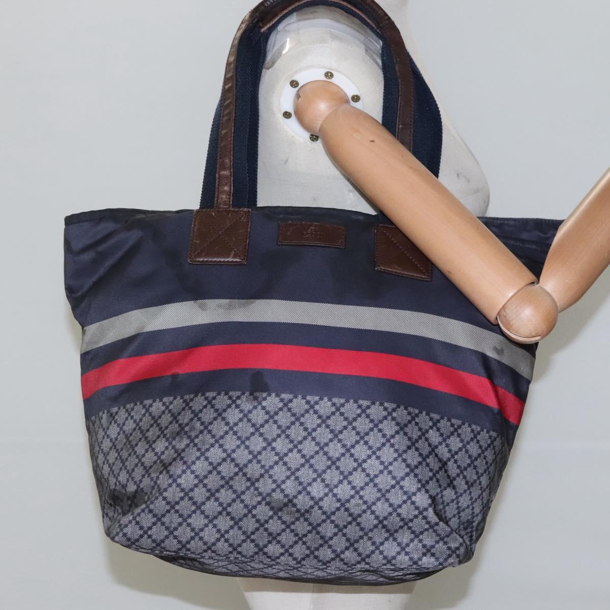 GUCCI Diamante Tote Bag Nylon Navy Silver 267922 Auth bs23152 | eBay