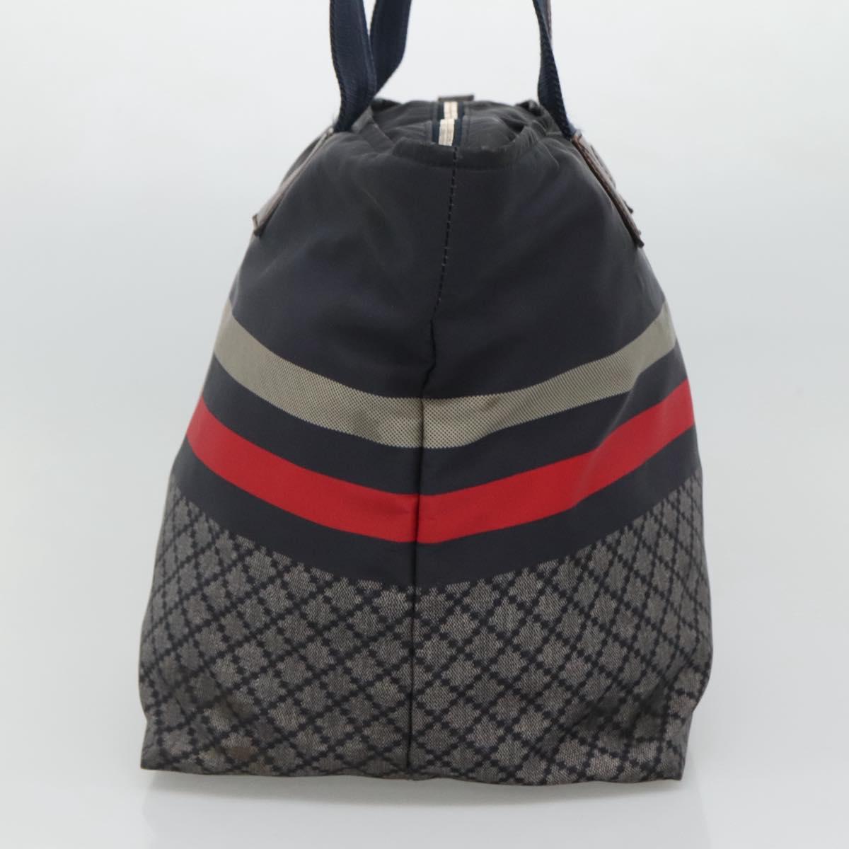 GUCCI Diamante Tote Bag Nylon Navy Silver 267922 Auth