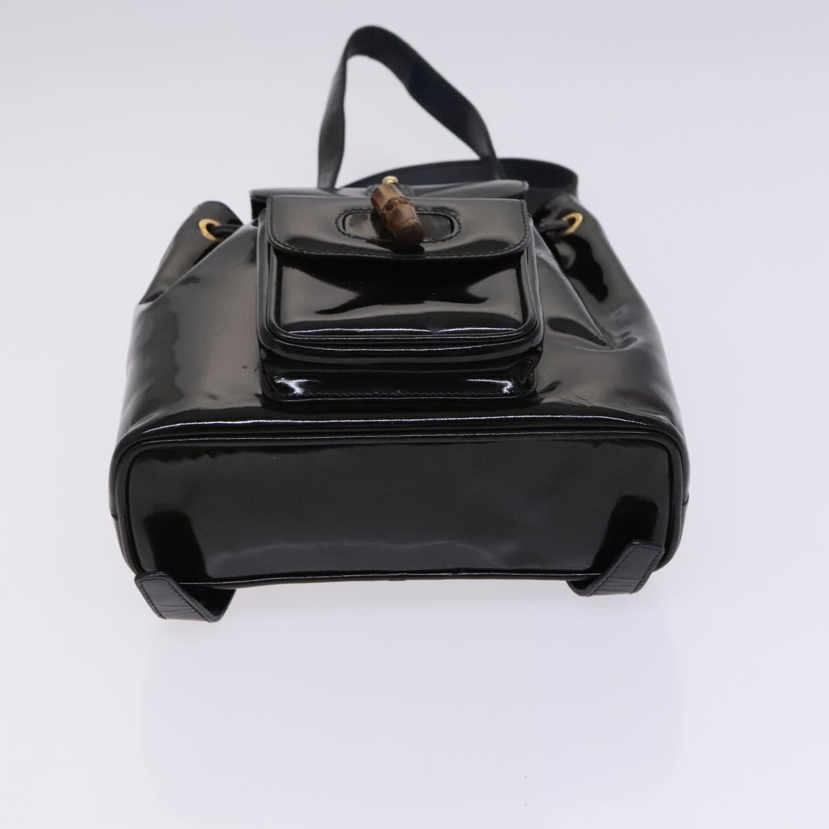 GUCCI Bamboo Backpack Enamel Black Gold Auth bs23155 | eBay display picture 2