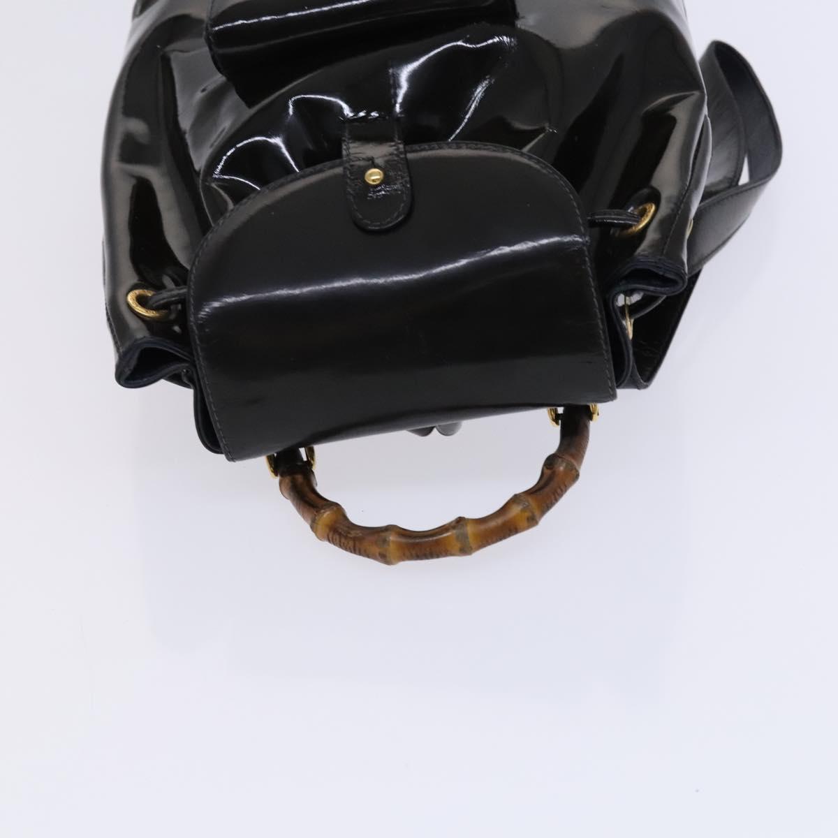 GUCCI Bamboo Backpack Enamel Black Gold Auth bs23155 | eBay display picture 1