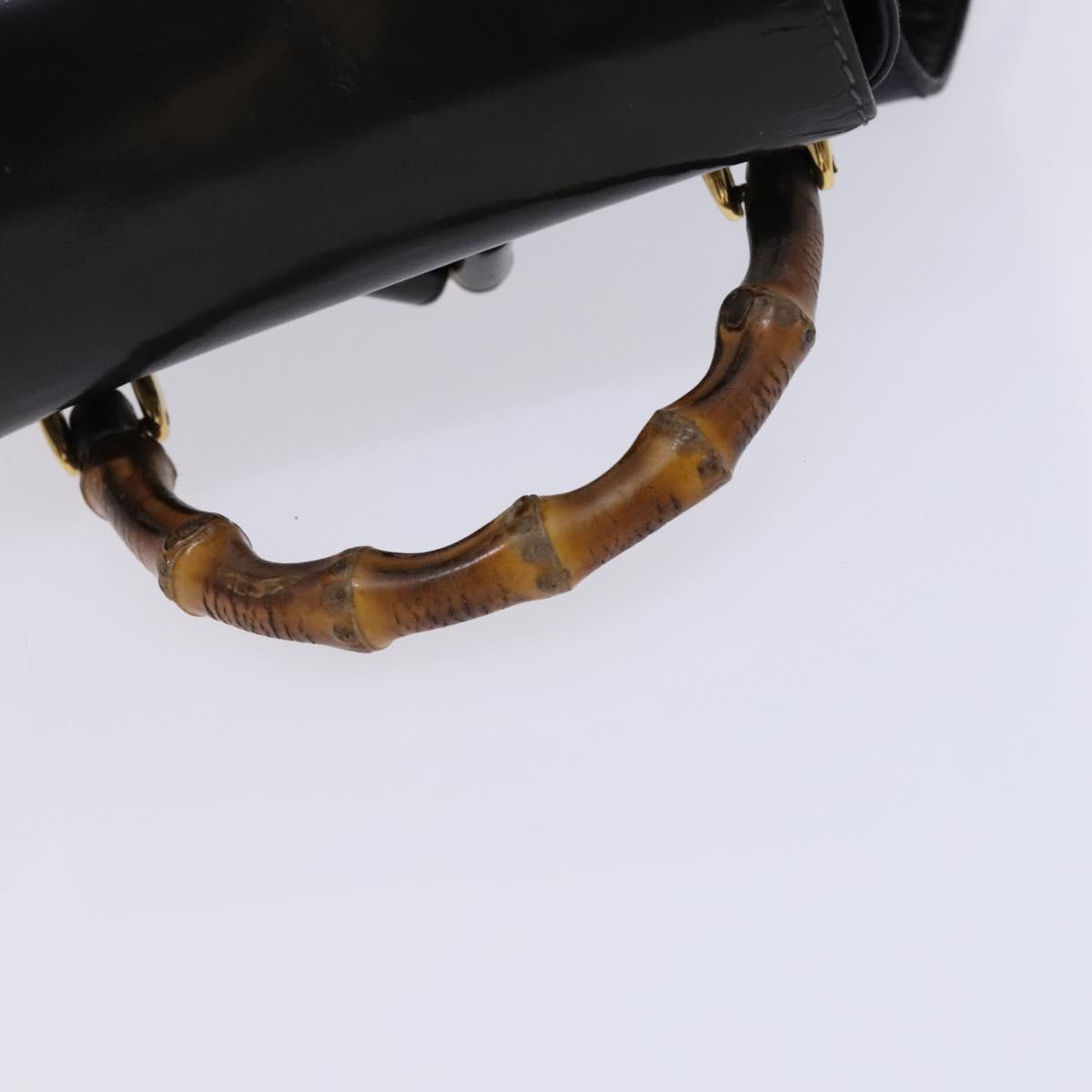 GUCCI Bamboo Backpack Enamel Black Gold Auth bs23155 | eBay display picture 2