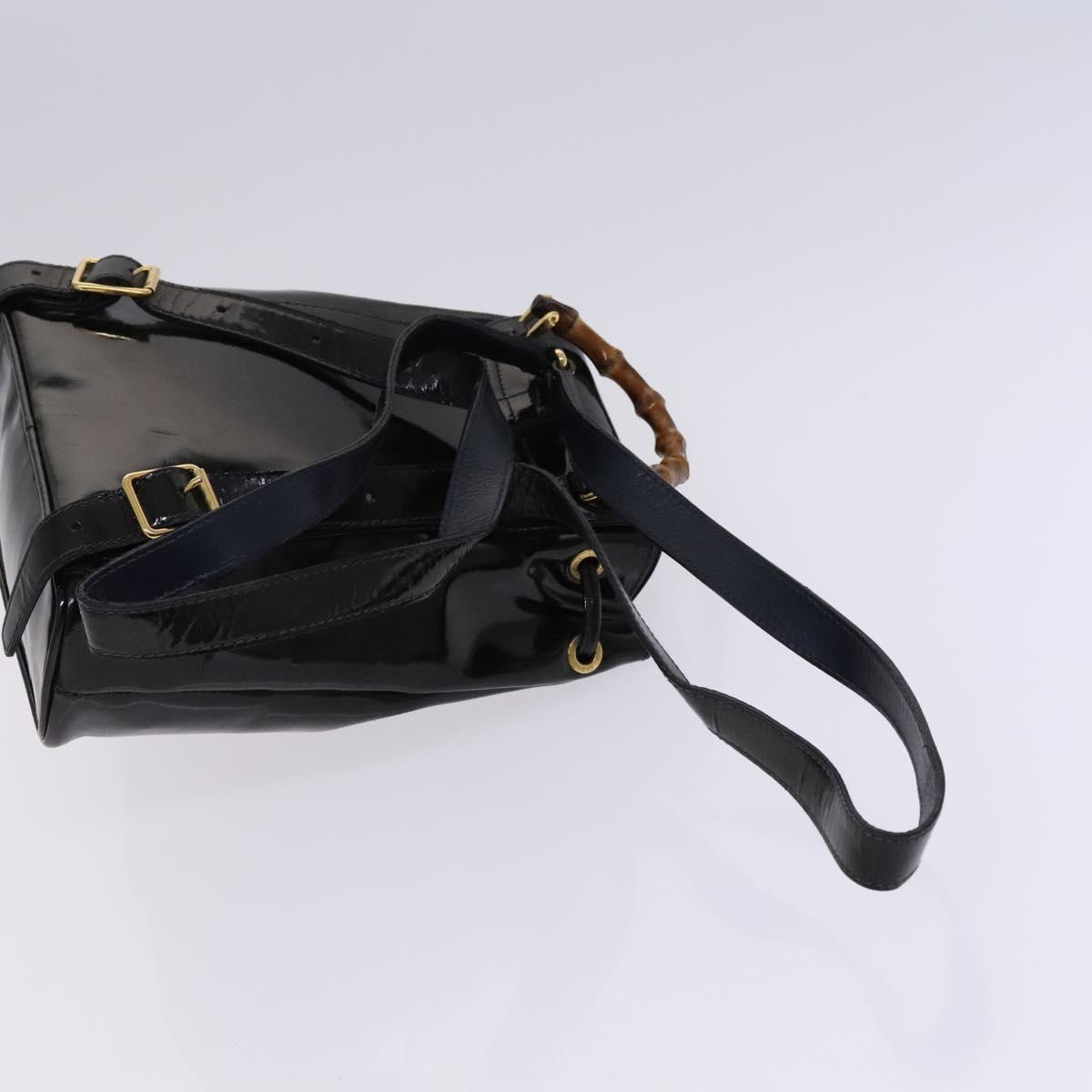 GUCCI Bamboo Backpack Enamel Black Gold Auth bs23155 GUCCI Bamboo Backpack Enamel Black Gold Auth bs23155 | eBay main image 4