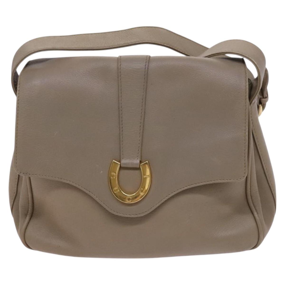 GUCCI Shoulder Bag Leather Beige Gold 001 2113 1601 Auth