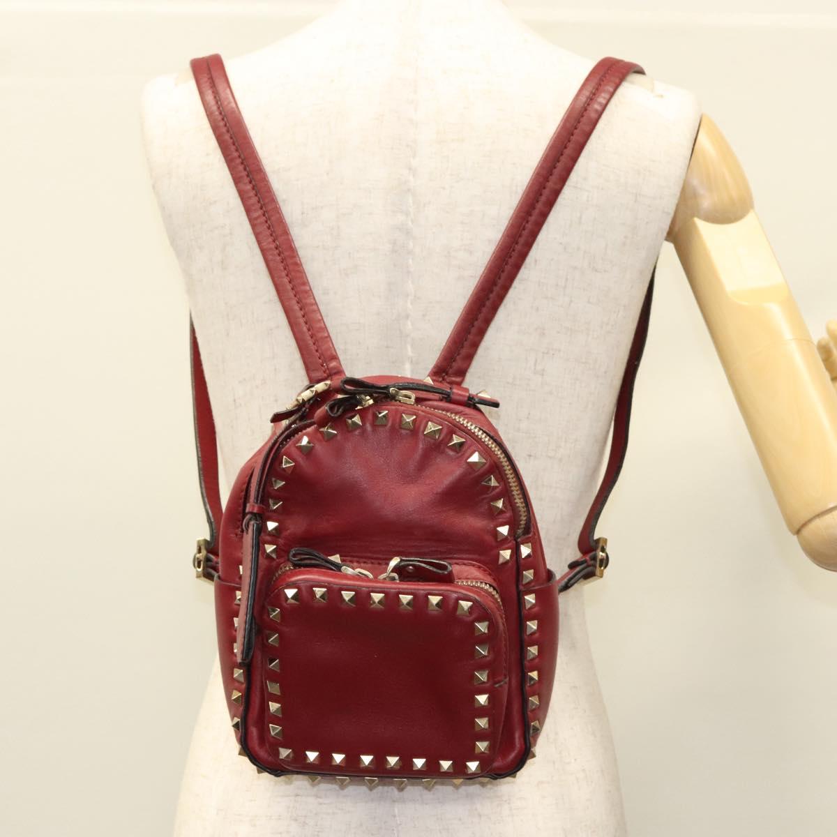 VALENTINO Backpack Leather Red Auth VALENTINO Backpack Leather Red Auth bs23660V | eBay main image 3