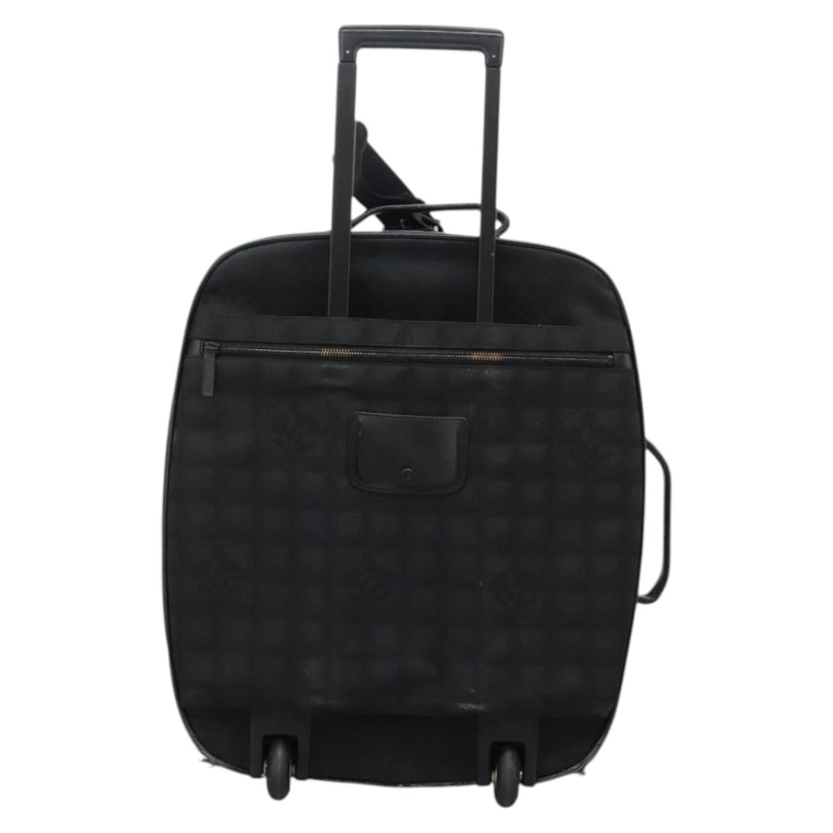 CHANEL Carry Case New Travel line suitcase Nylon Black CC Auth