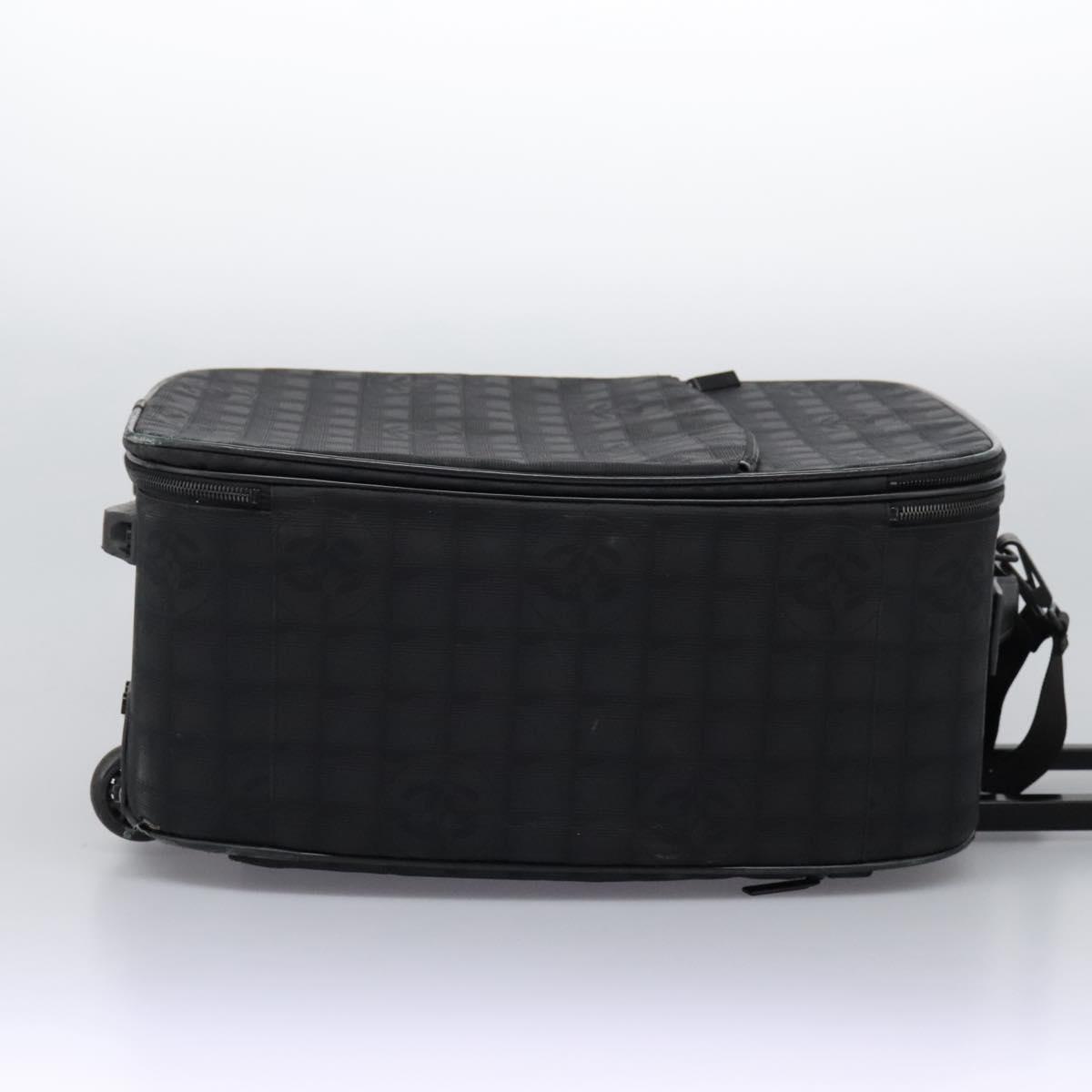 CHANEL Carry Case New Travel line suitcase Nylon Black CC Auth