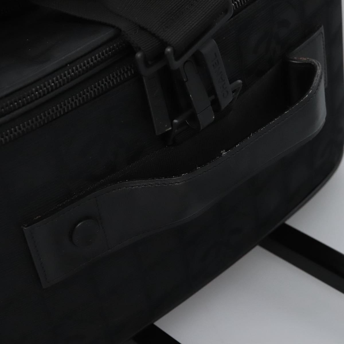 CHANEL Carry Case New Travel line suitcase Nylon Black CC Auth