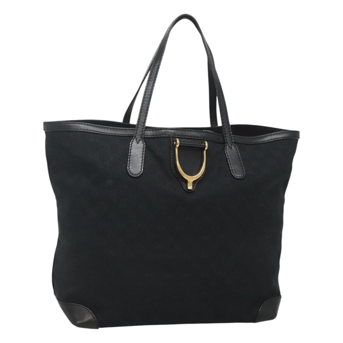 GUCCI GG Canvas Tote Bag Black Gold 305585 Auth bs24442 | eBay
