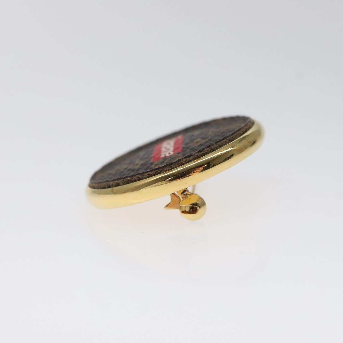 LOUIS VUITTON Supreme Pin Badge metal Gold MP2076 LV Auth