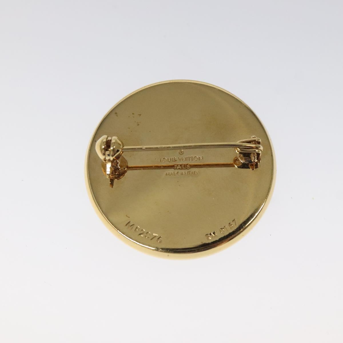 LOUIS VUITTON Supreme Pin Badge metal Gold MP2076 LV Auth