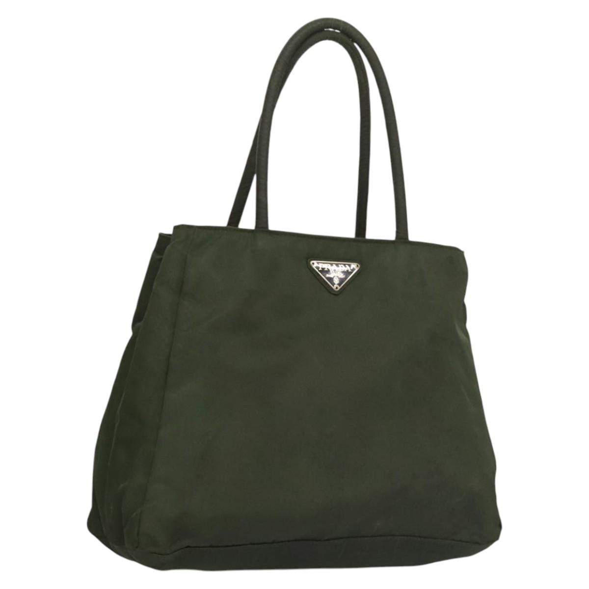 プラダ　鞄 PRADA Hand Bag Nylon Khaki Silver Auth bs25012 | eBay